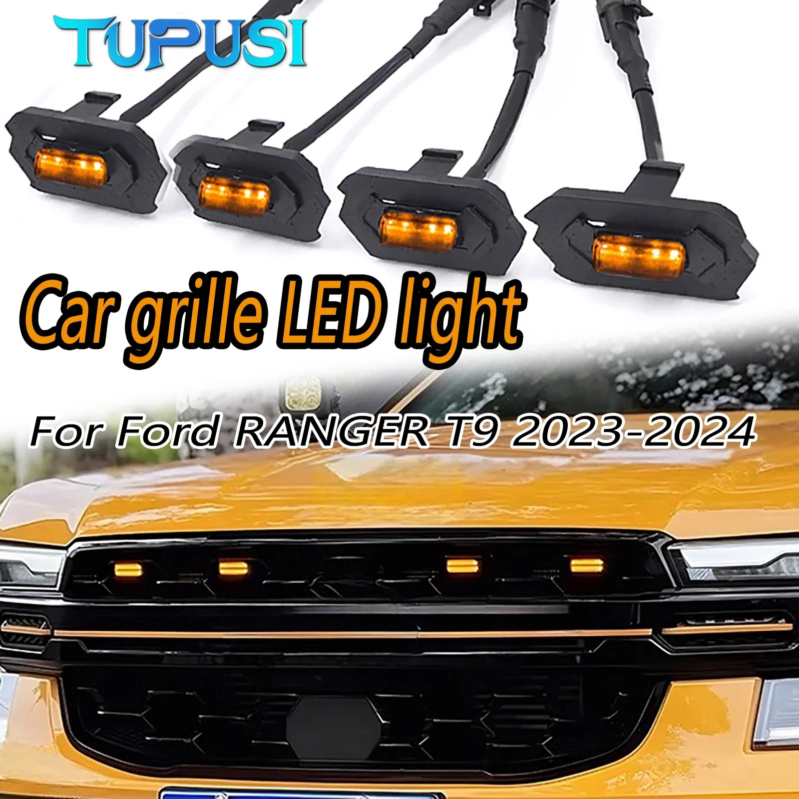 

Amber White for Ford Ranger Wildtrack T9 2023 2024 2025 Car Front Grille LED Light Modified Vehicle Daytime Running Lamp