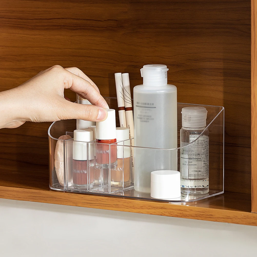 

Acrylic Storage Box Moving Divided Compartments Makeup Brushes Lipstick Cream Organizer Container Transparent Drawer