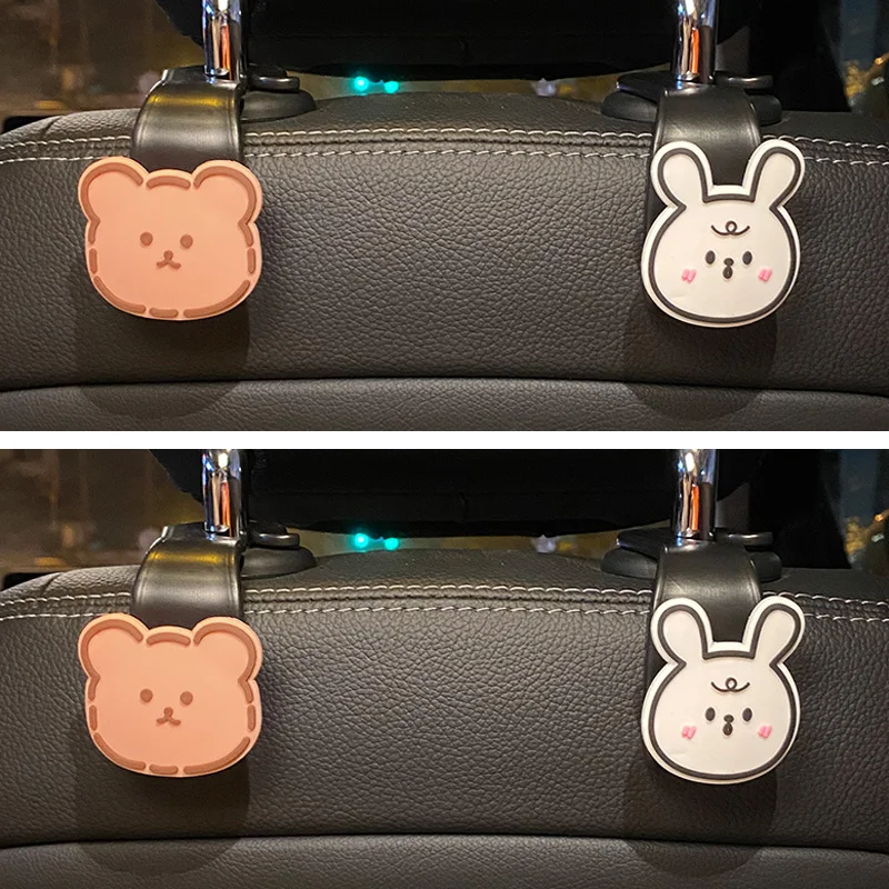 الكرتون الدب مقعد السيارة الخلفي السنانير تخزين مسند الرأس المنظم شماعات لحقيبة اليد سيارة الديكور car accessories car back seat organizer