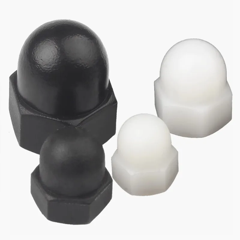 20Pcs DIN1587 RoHS M3 M4 M5 M6 M8 M10 Black And White Nylon Nut Plastic Cap Nuts Decorative Acorn Nut
