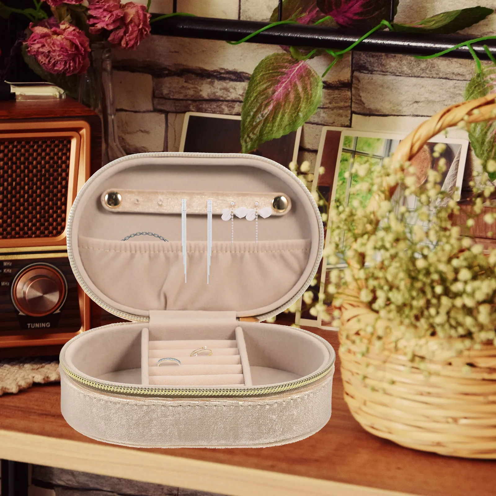 

Small Jewelry Box With Sponge Liner Portable Travel Organizer For Earrings Necklaces Rings Women Gift Storage Case Lightweight