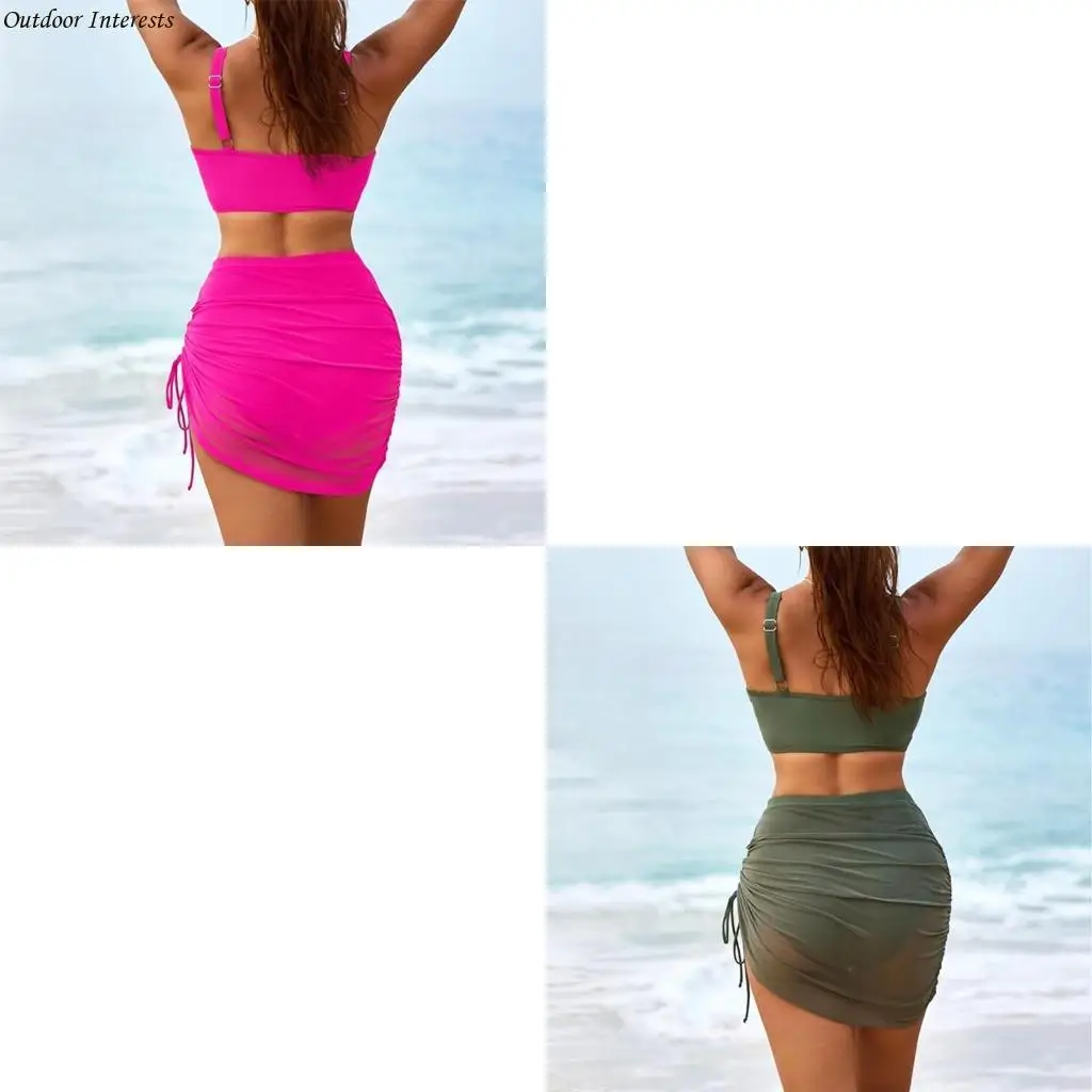 

Women Bathing Suit Swim Skirt High Waist Swimming Costume Set Ladies Push Up Swimwear Two Pcs Split Swimsuits 400C