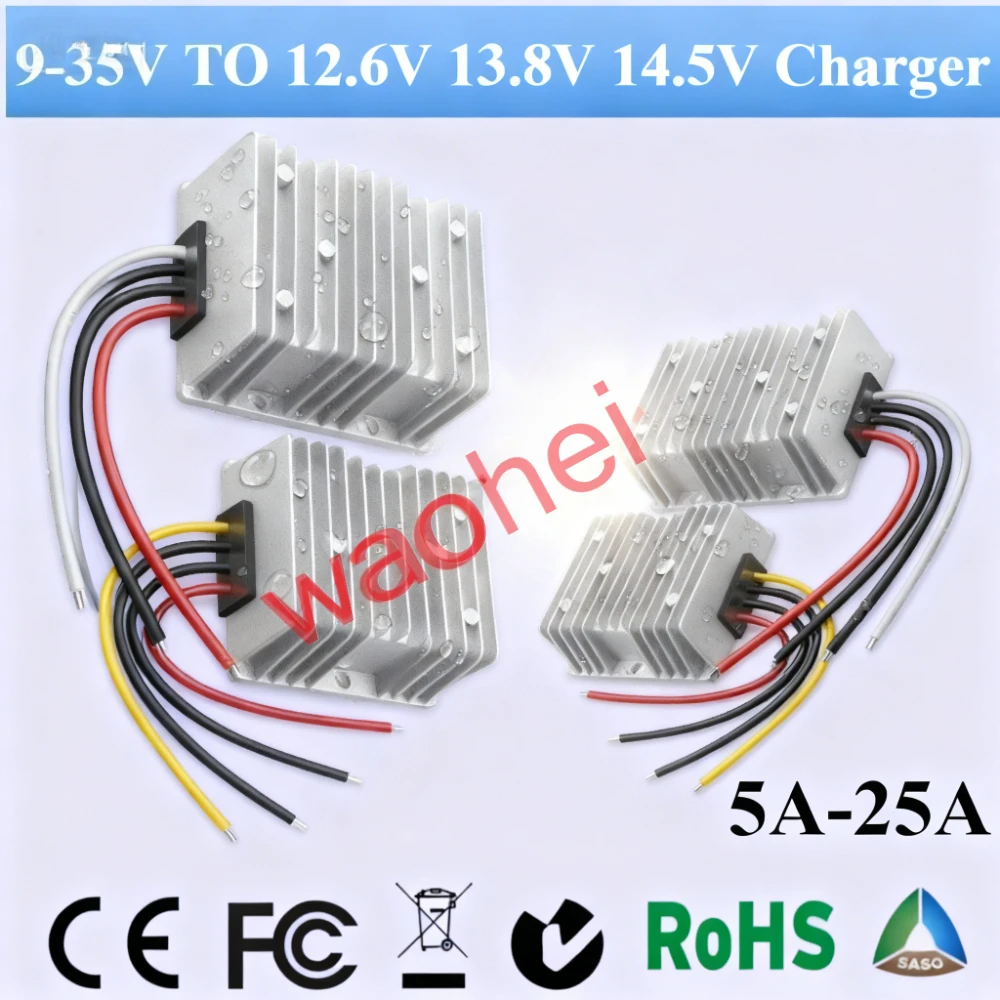 

9-35V TO 12.6V 13.8V 14.5V 5A-25A Battery Charger Constant Current Voltage Regulator CC Ternary Phosphate Stabilizer High Power