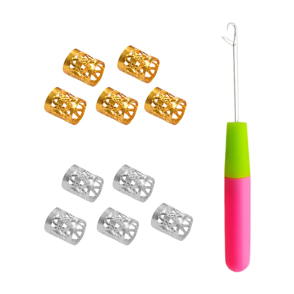 

1 s Hair Cuffs Durable Metal Hollow Design Lightweight Dreadlock Ring Braid Rings Crochet Hook Plastic H Hair Tools