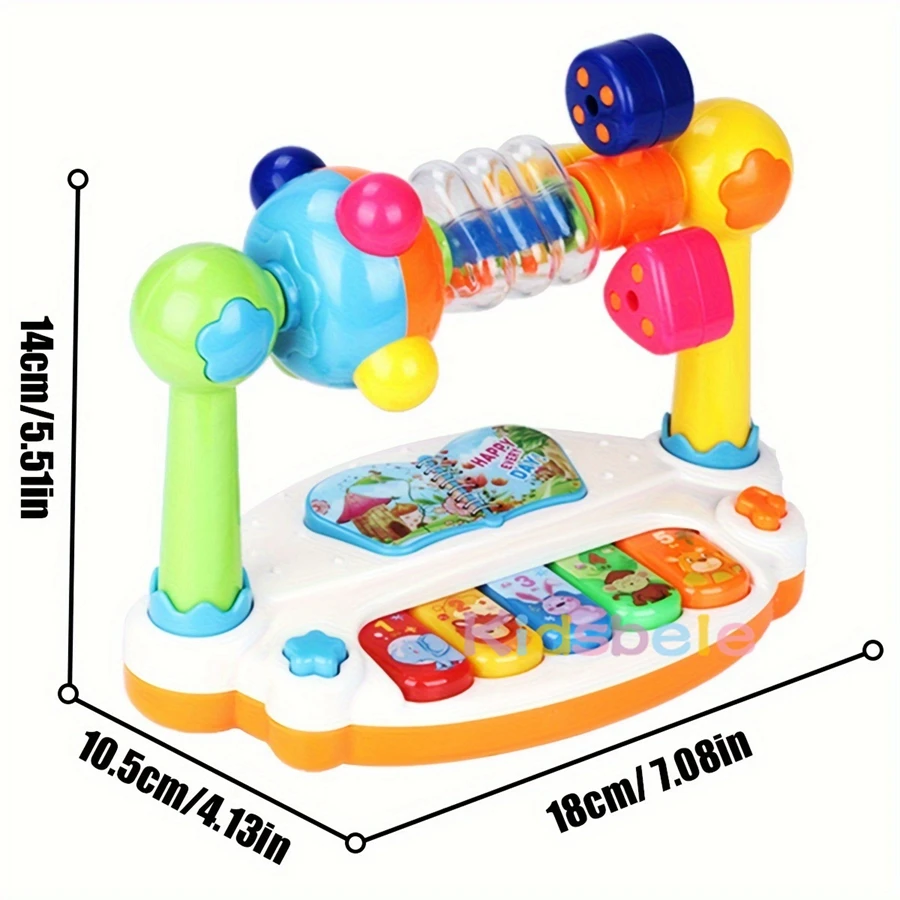 Zabawka muzyczna Montessori dla niemowląt w wieku 6–12 miesięcy, klawiatura fortepianowa z dźwiękiem i światłem, zabawka wspomagająca rozwój sensoryczny