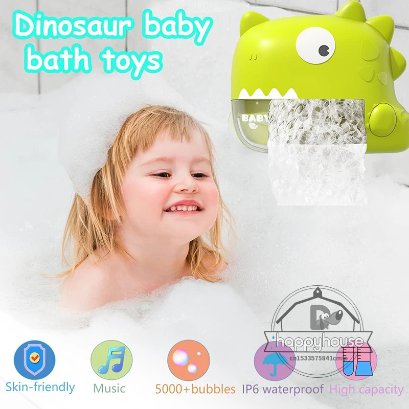 Baby Bath Toys Bubble Machine Dinosaur Crabs Music Kids Bath Toy Bathtub Automatic Bubble Maker Baby Bathroom Toy for Children