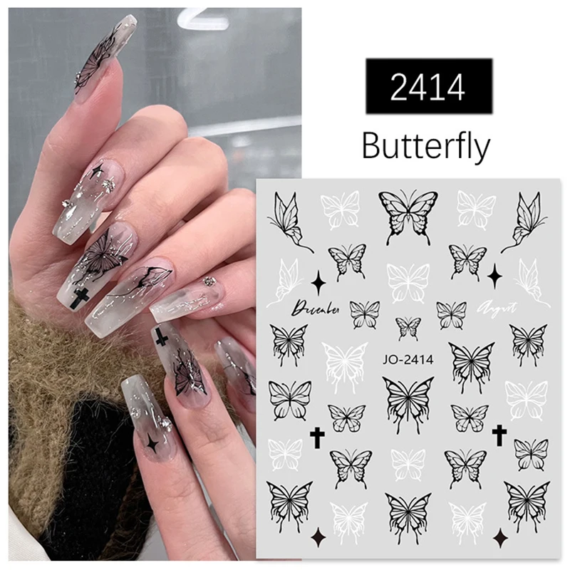 Adhesive Nail Stickers For Nails Summer Sliders Art Gradient Stars Slider Design Decoration 2023 Film Word Press On Nails