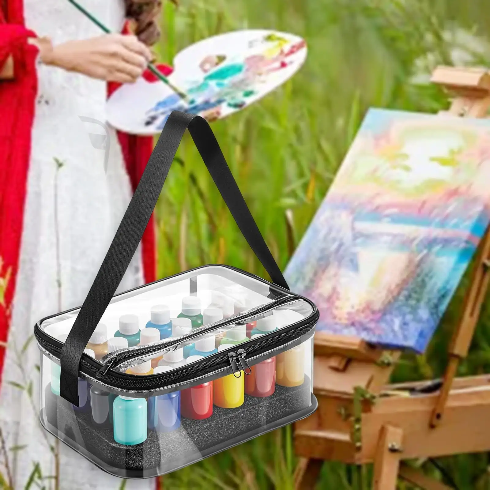 

Чехол-органайзер для краски, удобная портативная сумка для хранения предметов искусства, вмещает до 24 бутылок для студийного офиса, колледжа, дома, путешествий