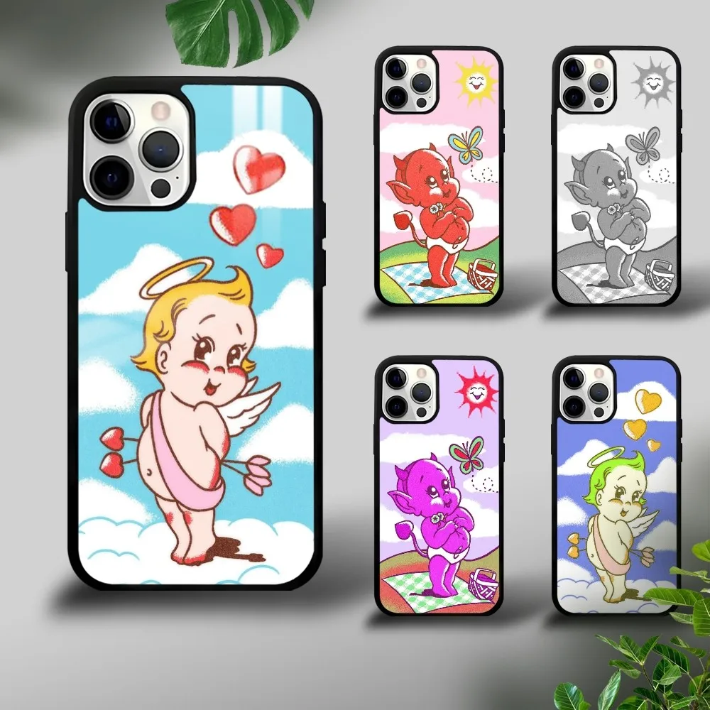 Cartoon Little Angel Girls Phone Case For IPhone 16 15 14 13 12 11 Pro Xs Max Mini Plus Celulares Hard Funda