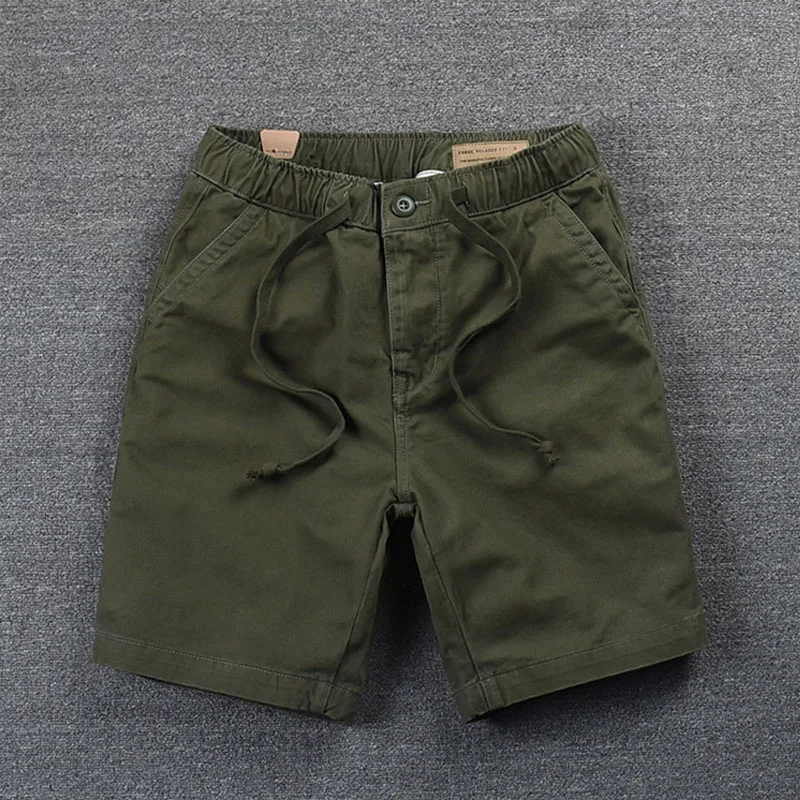 Summer Casual 2024 New Men Pure Cotton Loose Solar System Motion Solid Color Elastic Band Comfortable All-match Washing Shorts