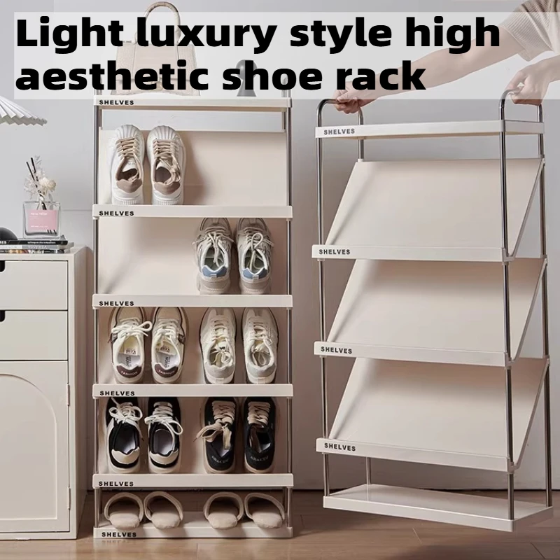 Entrance Hall Shoerack Space Saving Organizer Living Room Shelf Milky White Shoe Rack Home Storage System Shelves Furniture
