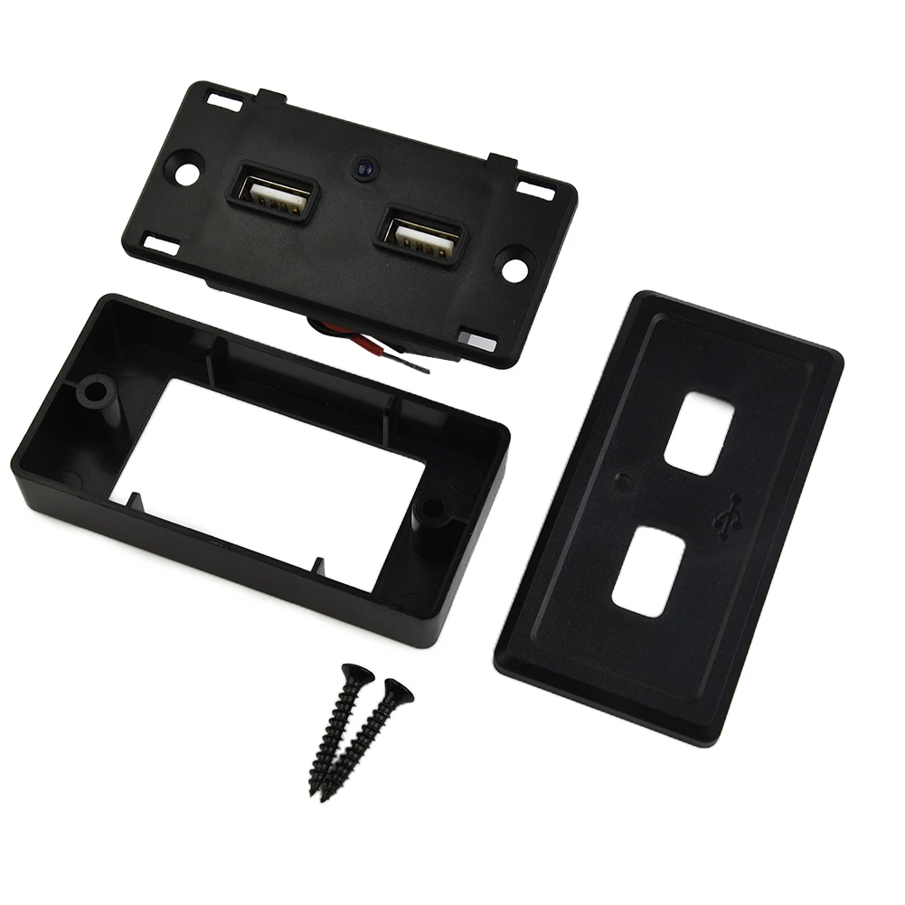 Dual USB Car Charger Without Battery Ports Socket UCC-318-2U USB Black For Boat for motorhome for caravan High Quality