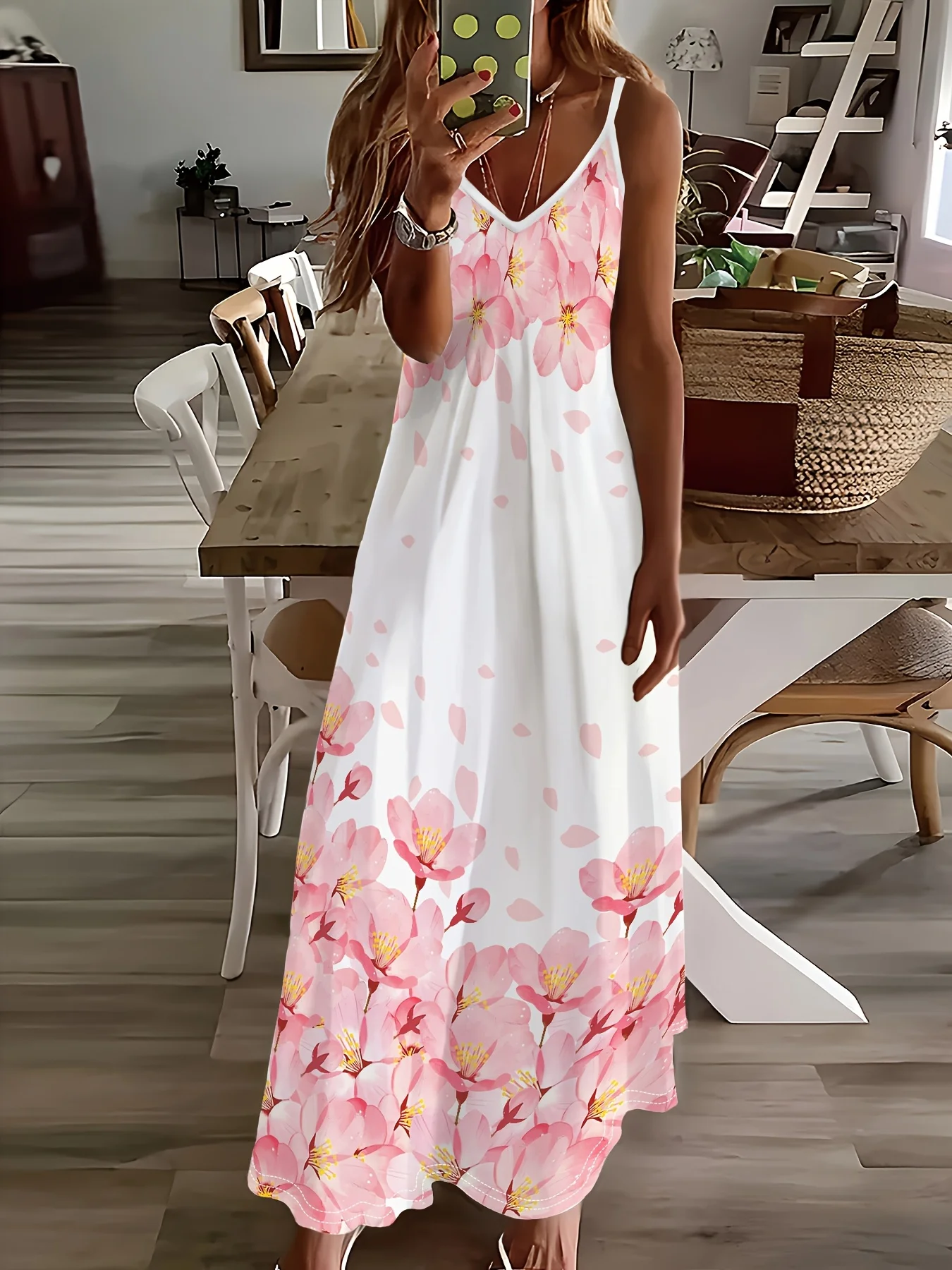 

Платье с принтом в стиле курортного отдыха Four Seasons, с розовым узором из цветов вишни