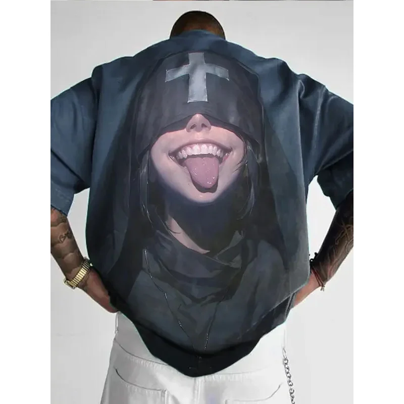 2025 Men's Fashion T-shirt Men's Clothing Hip Hop 3D HD Printing Anime Girl Tops Short Sleeve Street Large Size Shirt