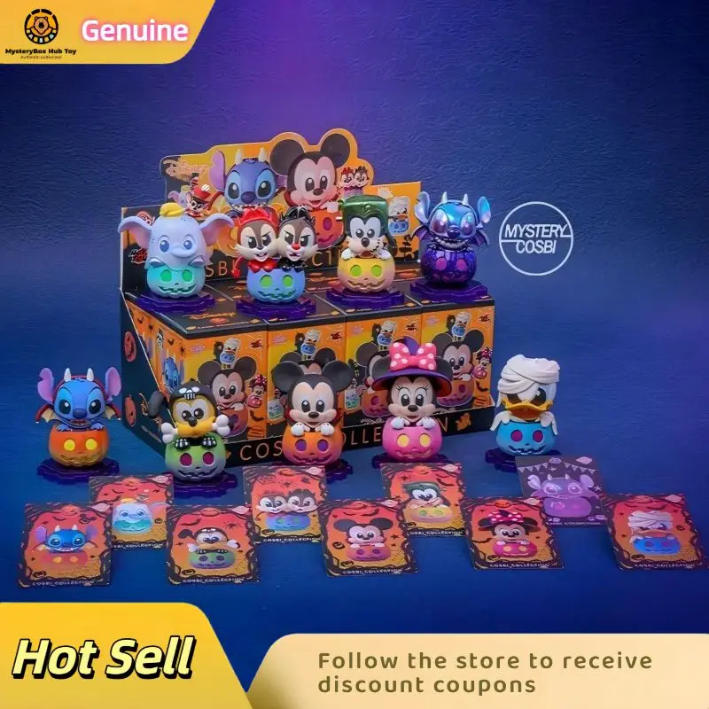 

Genuine Hot Toys Mickey Mouse And Friends Pumpkin Series Blind Box Kawaii Cartoon Stitch Mickey Figure Halloween Gifts For Kids