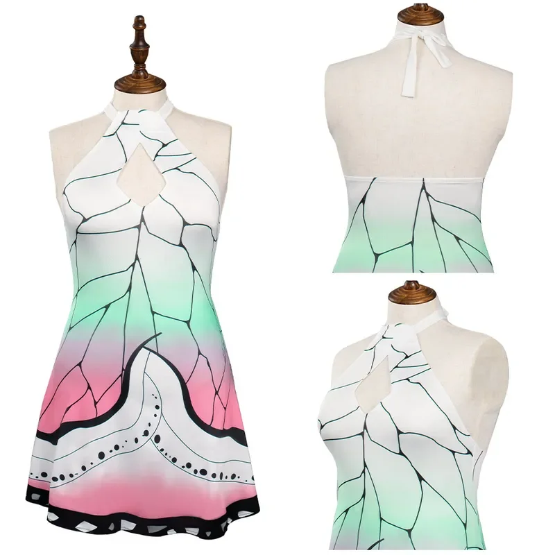 Demon Cos Slayer Kochou Shinobu Cosplay Tuta Costume da bagno Costume Abito da spiaggia estivo Vestito di carnevale di Halloween Donna Ragazza adulta