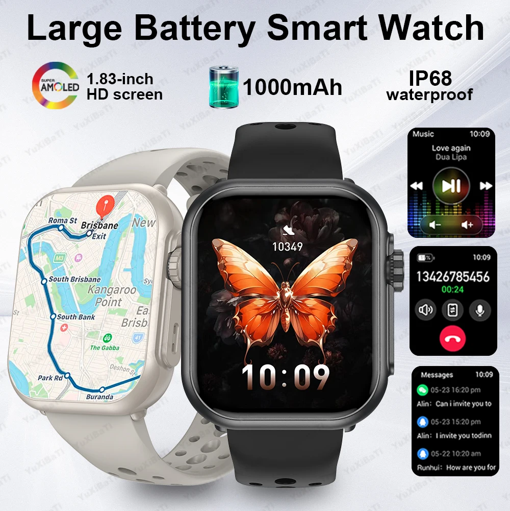 2025 New Smart Watch Unisex Super Battery 1000 mAh Standby Can Be Used For 50 Days Smartwatch Fitness Bracelet Custom Watch Face