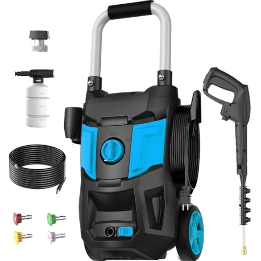

Pressure Washer Power Washer with 4500MAX-PSI 4 Nozzles Foam Cannon for Cleaning Cars Driveways Patios Blue