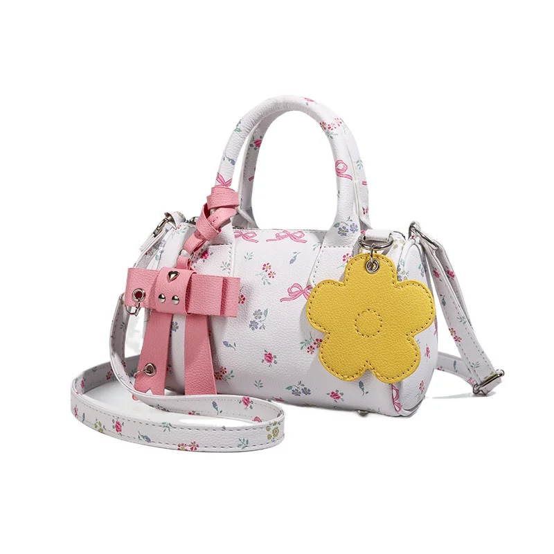 

Мини-трехцветная многофункциональная бостонская сумка с маленьким цветком, портативная женская милая сумка с бантом, аксессуары