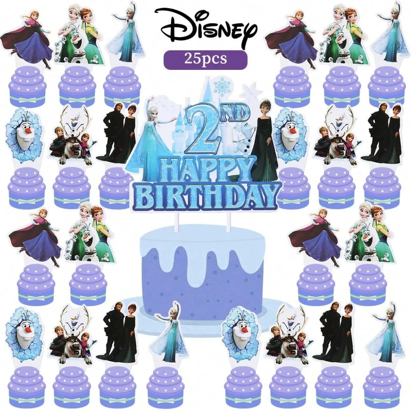 25 個冷凍漫画ケーキトッパーデザートテーブルデコレーションカップケーキトッパーアクセサリープリンセステーマパーティーデコレーションギフト