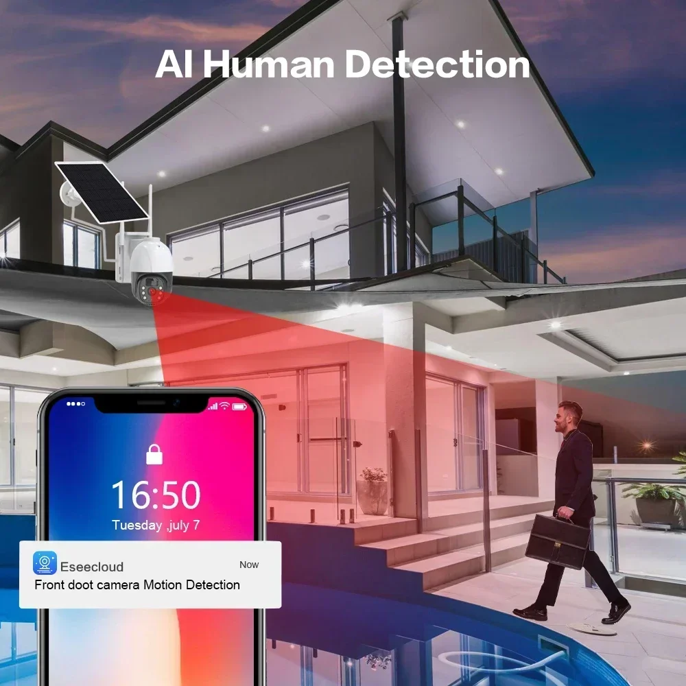 5MP Wireless PTZ Solar Camera 4G SIM With Solar Panel Night Vision Security Protection CCTV Camera Battery Surveillance Cameras