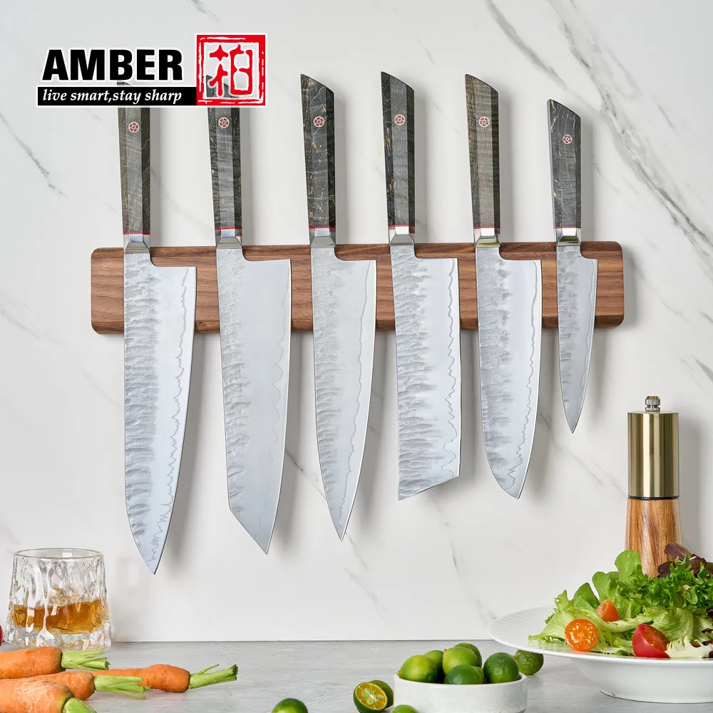 1-6 قطعة طقم سكاكين المطبخ دمشق 3-layer الكسوة الصلب السكاكين اليابانية سكين الطاهي اللحوم الساطور سكين الخبز عقدة الخشب مقبض