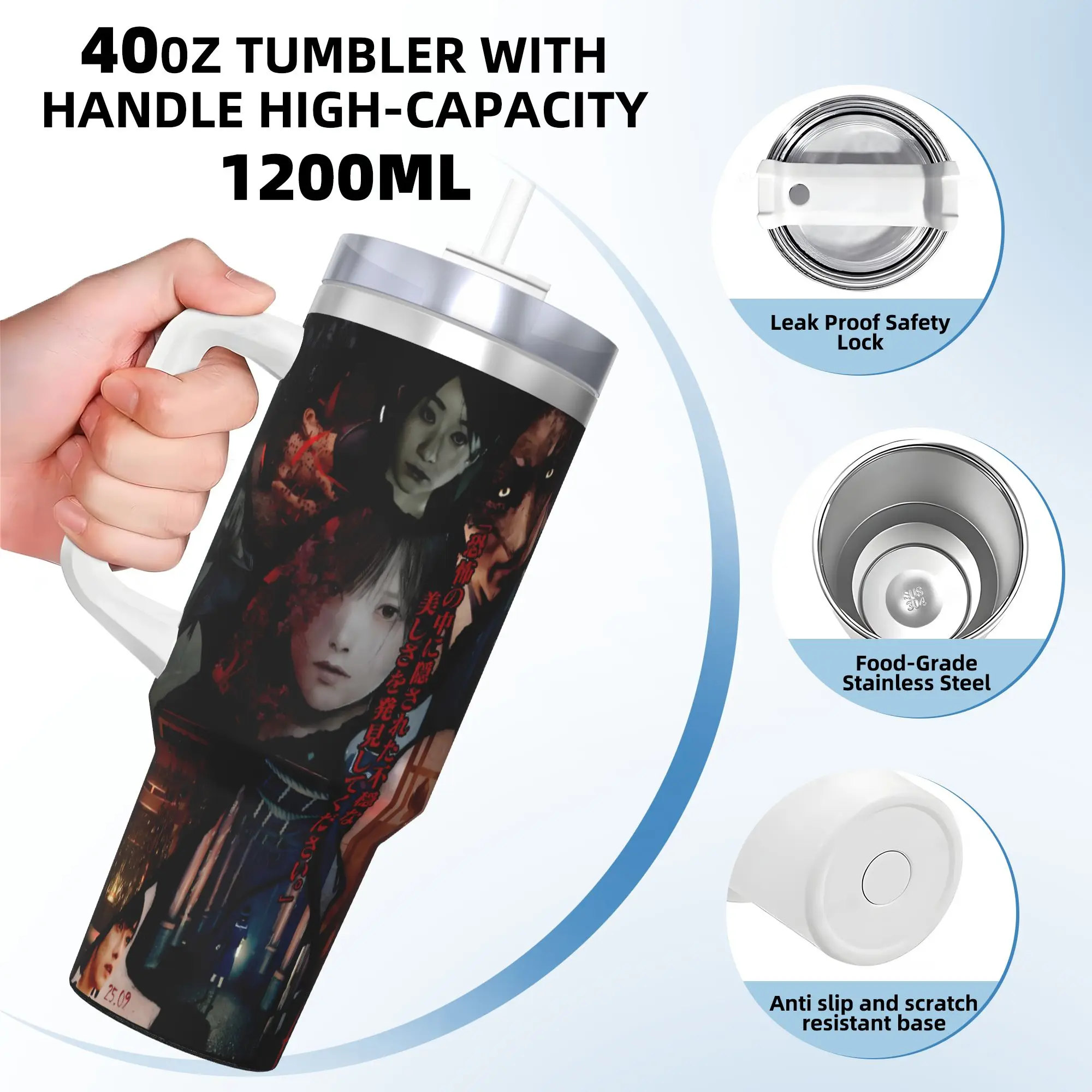 كوب من الفولاذ المقاوم للصدأ Silent Hill F Game Graphic Coffee Mug مانع للتسرب للمشروبات الباردة وأكواب السيارة وزجاجة مياه مطبوعة للسفر #3