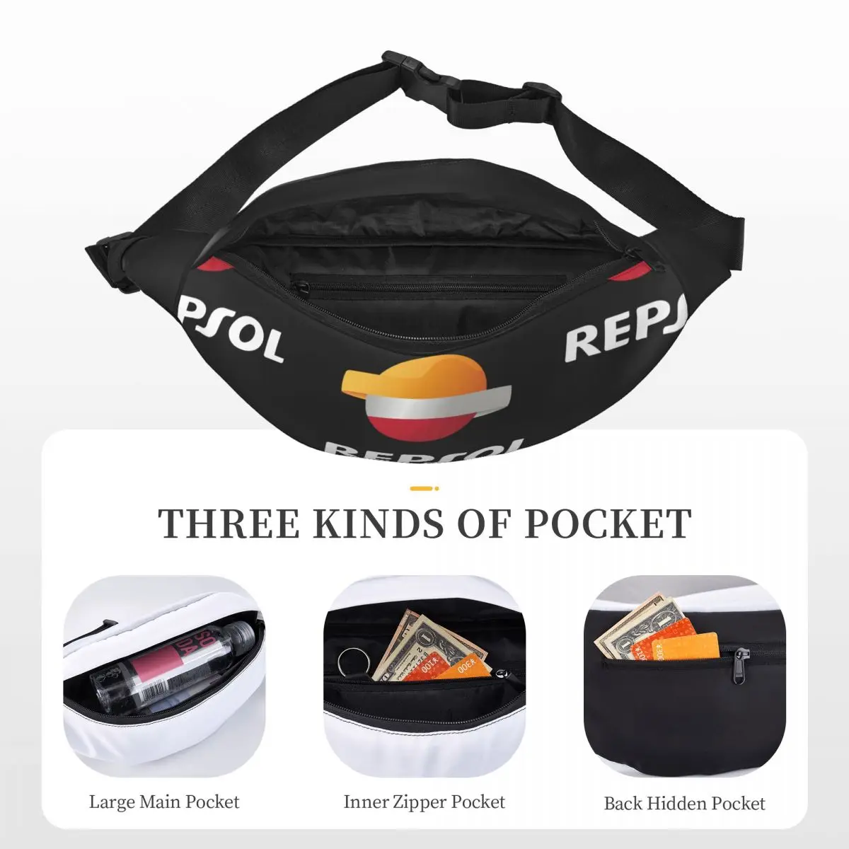 Repsol Unisex Waist Bag Multifunction Sling Crossbody Bags Chest Bags Short Trip Waist Pack