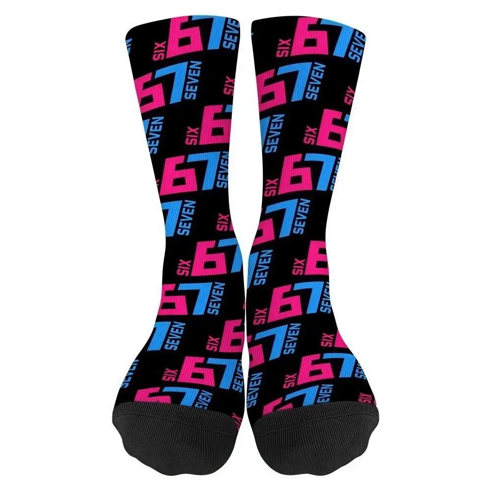 Cartoon Unisex 67 Meme Ice Cream Socks Warm Breathable 67 Meme Crew Long Socks Cotton Lightweight Creativity Stockings