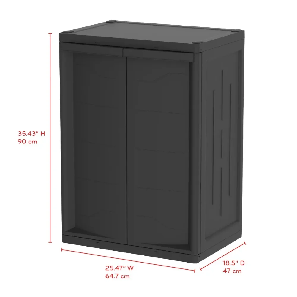 Hyper Tough Plastic Garage Cabinet 2 Shelf 18.5Dx25.47Wx35.43