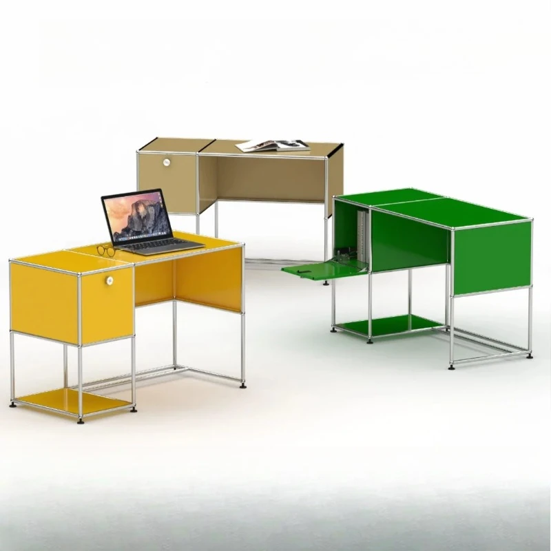 Modern Modular Metal Desk with Storage Cabinet｜Open Frame Writing Table
