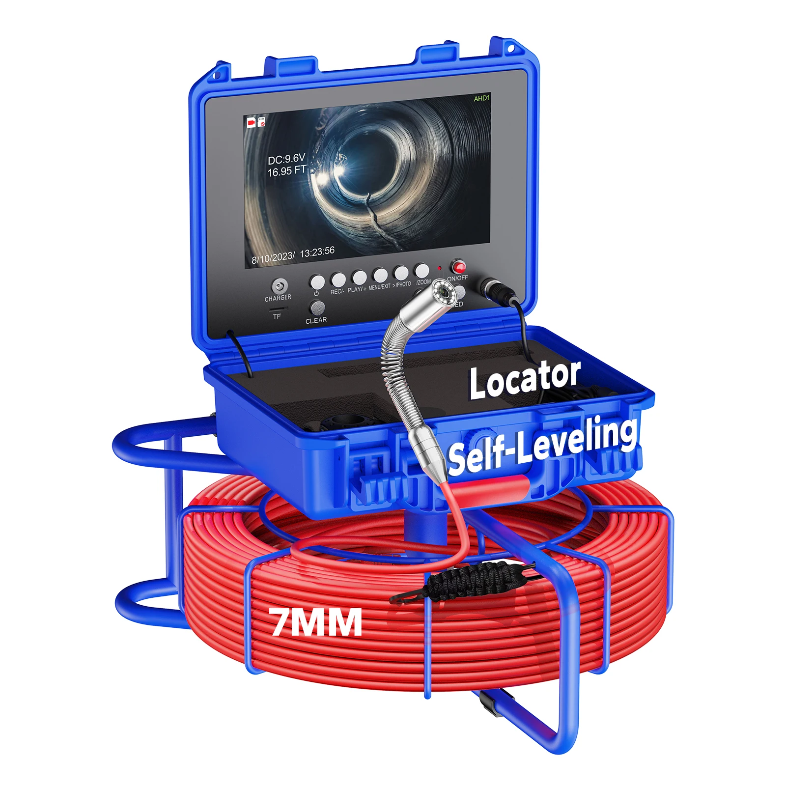 

Pipe Inspection Camera 7mm Diameter IP68 Drain Sewer Pipeline DVR Industrial Endoscope 512HZ Self-leveling Meter Counter