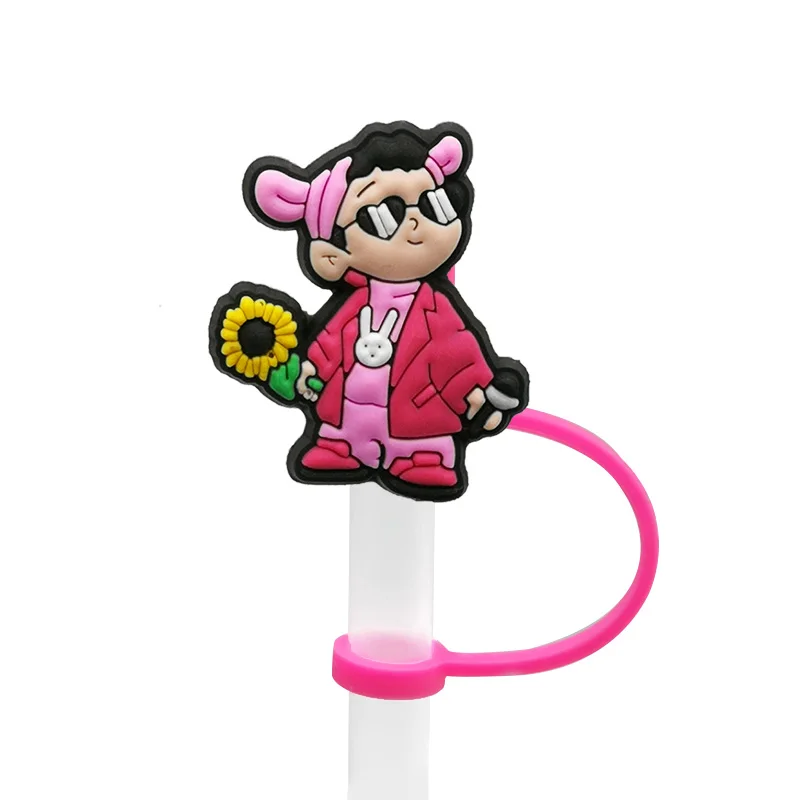 1/30 قطعة غطاء القش الأرنب السيئ ، 8 مللي متر القش توبر لطيف الاطفال اكسسوارات ل كوب الديكور ، الغبار سيليكون غطاء من القش #3