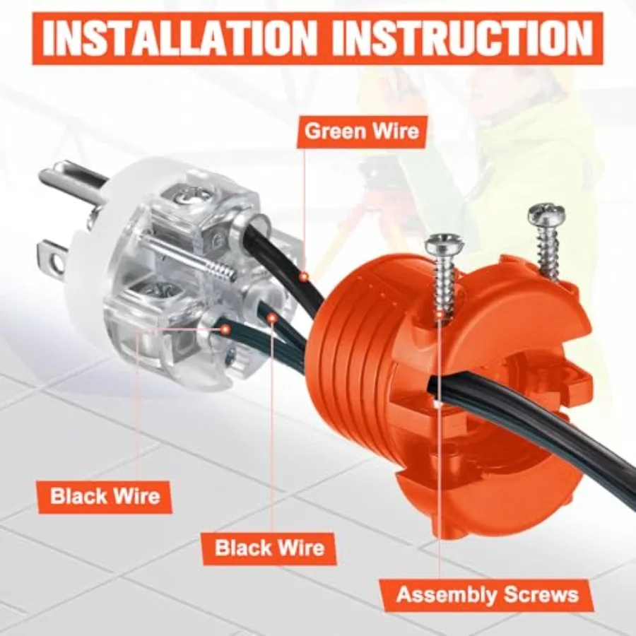 Sherr 16 قطعة تمديد الحبل ينتهي الذكور والإناث 15A 125 فولت 2 القطب 3 سلك 5-15P 5-15R الثقيلة استبدال المكونات والموصل S