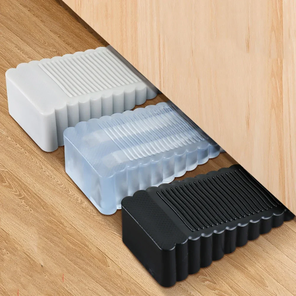 Door Bottom Stopper Reusable Shock Absorbent Block Wedge Door Stopper Home Office Door Anti-collision Buffer Children Protection