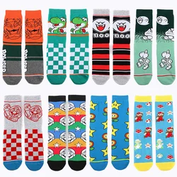 Calcetines de algodón puro con dibujos animados de Super Mario Bros para hombre, medias de tubo de moda, calcetines deportivos para adultos, juguete para niños, regalo de cumpleaños