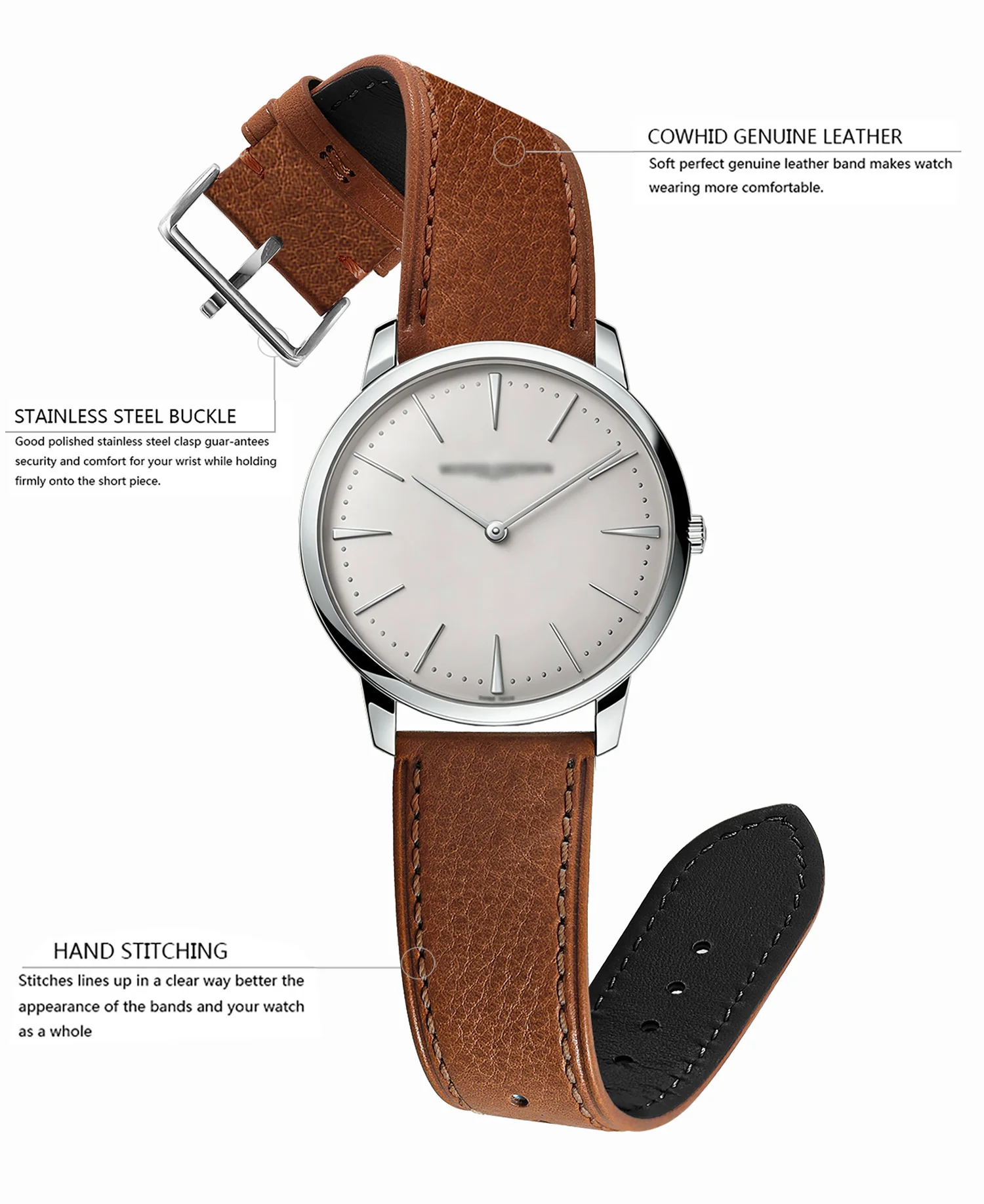 Premium Echtleder-Uhrenarmband Natürlich Pflanzlich Gegerbtes Nappaleder 12/14/16/18/19/20/21/22/24mm Schnellwechsel-Uhrenband – Detail 18