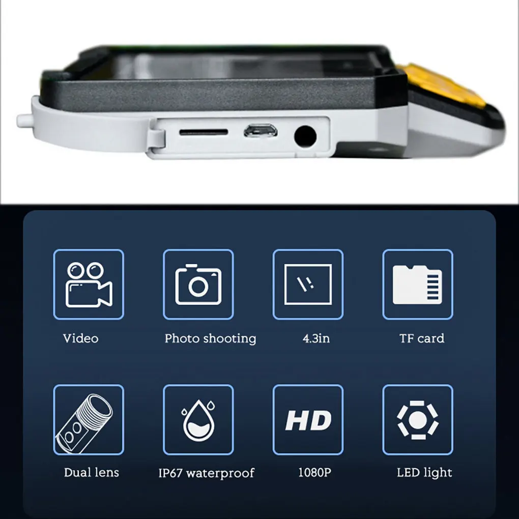 كاميرا بالمنظار المحمولة بعدسة مزدوجة 4.3 بوصة HD LCD منظار فحص مقاوم للماء 1 متر 5 متر 10 متر مع بطاقة TF 32 جيجابايت #5