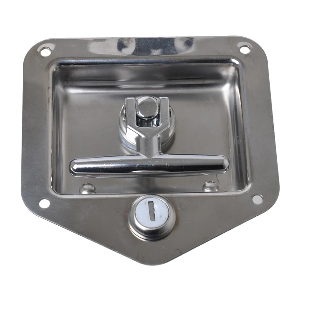 

Замок-защелка складной Т-образной формы из нержавеющей стали 304 с ключом, врезной, для надежного хранения в автомобиле, фургоне, грузовике