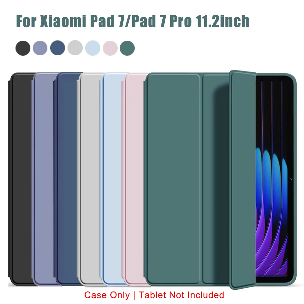 Tri-fold Flip Case For Xiaomi Pad 7/Pad 7 Pro 11.2 inch 2024 Magnetic Stand PU Leather Protective Cover