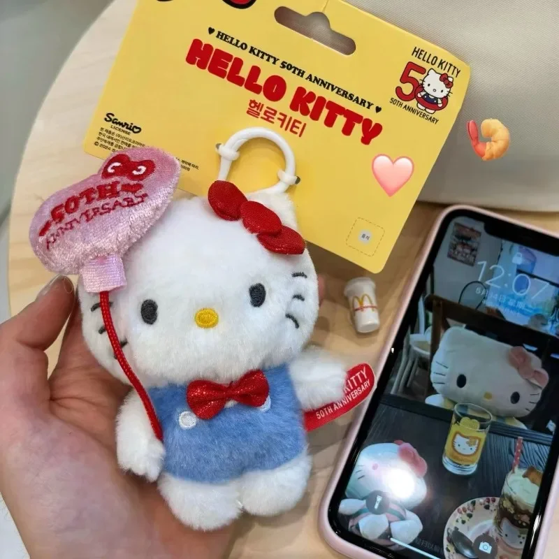 Cartoon Sanrio Hello Kitty Plush Doll Keychain Toys Cute Anime Portable KT Car Key Ring Fashion Backpack Pendant Holiday Gifts