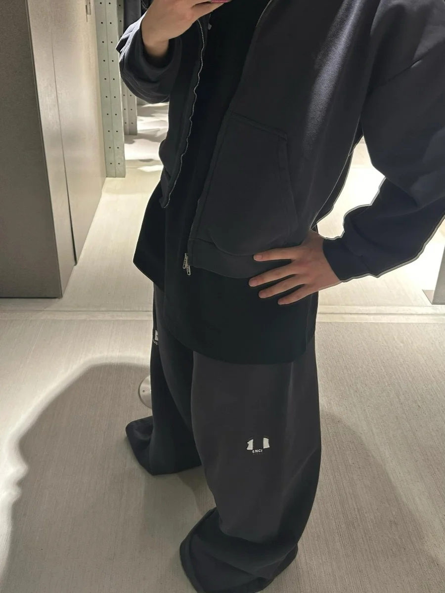 

Classic Letter Logo Embroidered Heavyweight Cotton Casual Floor-Length Pants Youth Trendy Loose Fit Elastic Waisand