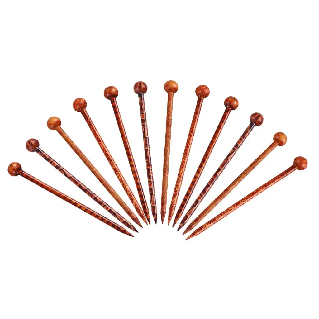 24Sets Retro Style Hair Sticks Printed Wood Hairpin Chopsticks Wooden Hairpin Needle Headwear Jewelry Accessories