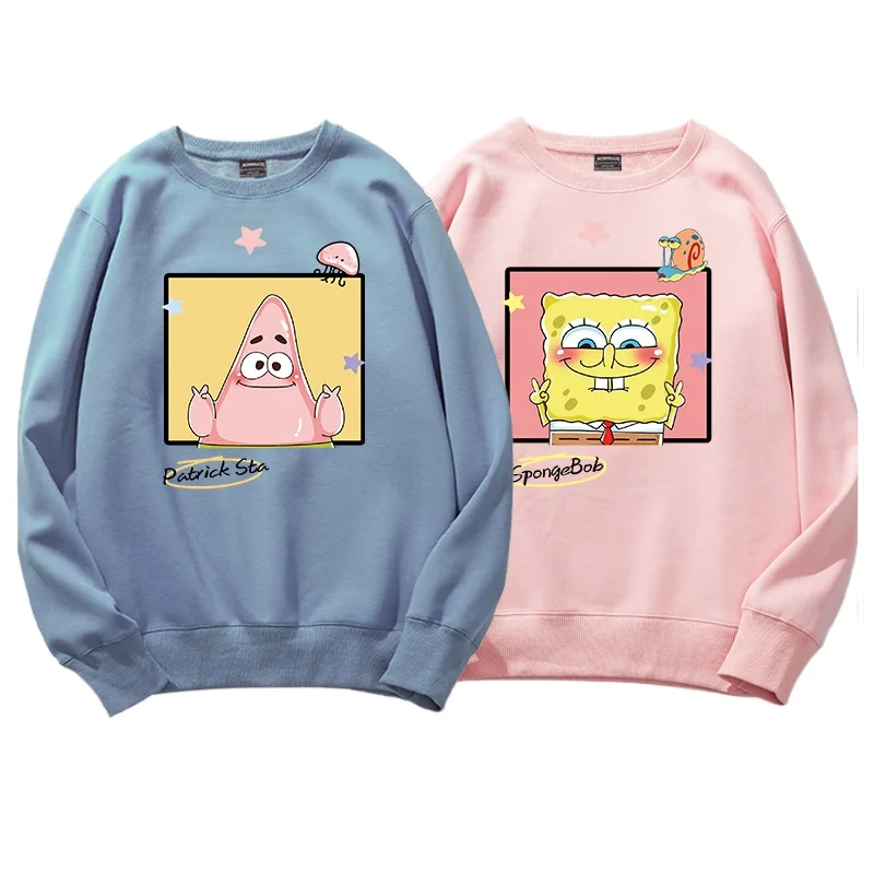 Early Spring SpongeBob SquarePants Sweater Loose Lazy Patrick Star Hoodie Couple Hoodies Womens Cartoon Comfortable  Sweatshirt