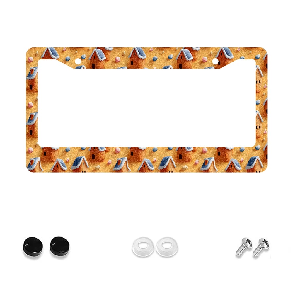 

1 шт. оранжевый и синий пряничный домик, рамка номерного знака с 2 отверстиями, алюминиевый материал, 6x12 дюймов, с комплектом винтов, забавная,