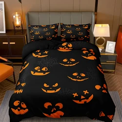 Halloween Duvet Cover Set Pumpkin Expression Comforter Cover Pumpkin Bedding Set 3PCS Microfiber Ghost Quilt Cover NO Comforter