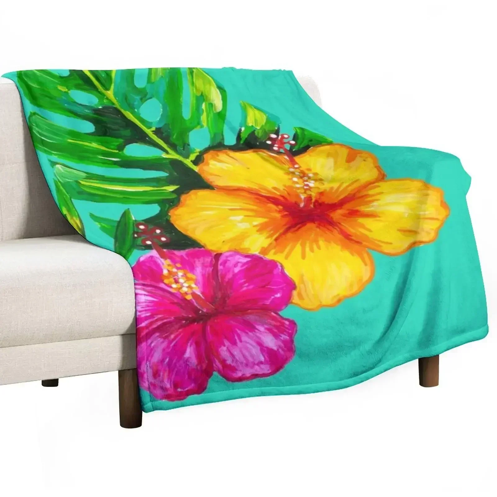 Natural Wonders - The Hibiscus Throw Blanket Fashion Sofas Sofas Travel decorative Weighted for sofa Blankets