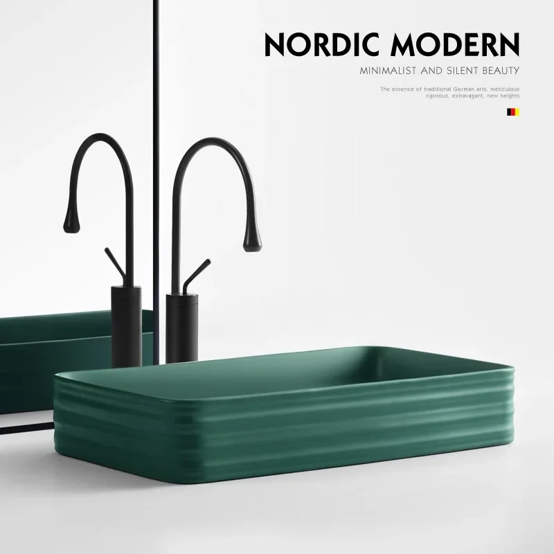 American green countertop basin rectangular high-value hand-washing face basin integrated ceramic