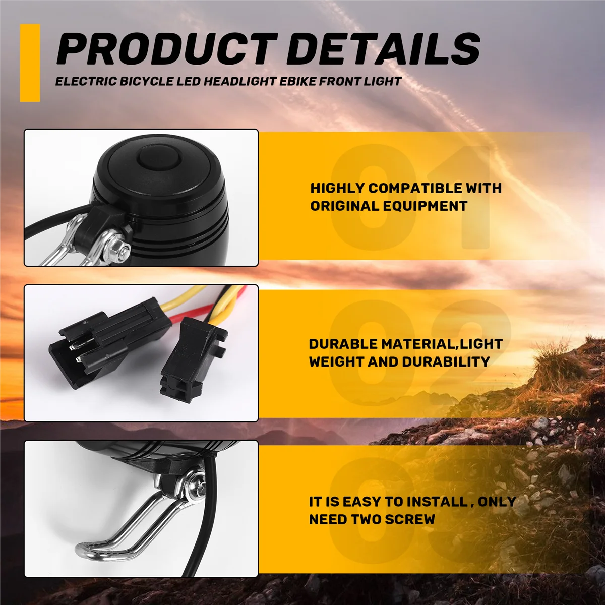 SMIEA 6 V-80 V 24V 36V 48V 60V Universal Compatible 3W 100LUX จักรยานไฟฟ้าจักรยาน E-BIKE ไฟหน้าด้านหน้าโคมไฟ