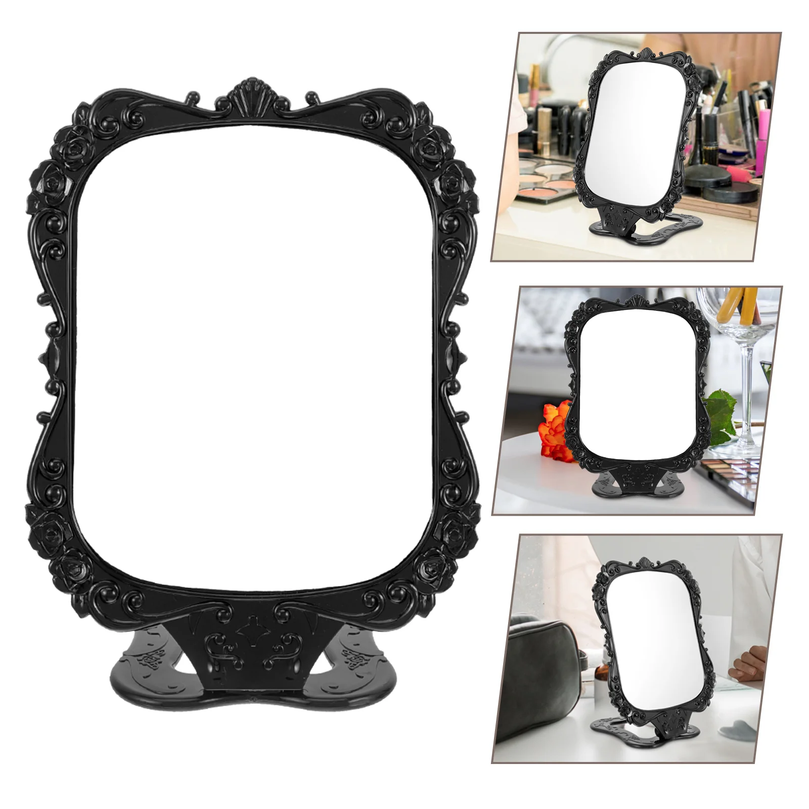 Decoratieve opvouwbare make-upspiegel met reliëf Europese vintage stijl Heldere beeldvorming zonder vervorming Praktische handige ijdelheid